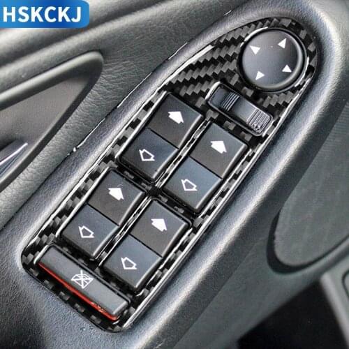 For 5 Series M5 E39 1998-2003 Carbon Fiber Window Lift Switch Sticker Car Accessories Auto Power Master Window Button Cover Trim