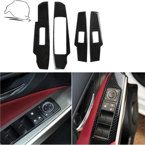 For Lexus IS250/300/350/200 T 2013-18 Car Side Armrest Panel Lift Sticker Carboon Fiber Buttons Door Control Accent Cover