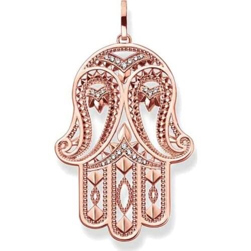 New Rose Gold Color Zirconia Fatimas Hand Bergamot Pendants Fit Necklace Chain, Most Fashion Pendant Jewelry Gift for Women Men