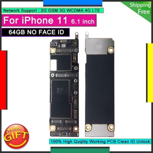For IPhone 11 64GB Original Motherboard Unlocked Mainboard NO FACE ID Factory Free iCloud Logic Board Good Working Plate