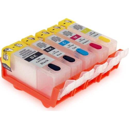 5 Colors PGI-220 CLI-221 PGI 220 Refillable Ink Cartridge with ARC Chips For Canon PiXMA MP620 MP640 MX860 MX870 iP3600 Printers