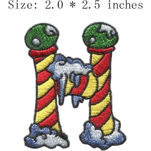 Stripe H 2.0"wide DIY new fonts embroidery patch for happy new year/applique/snowball