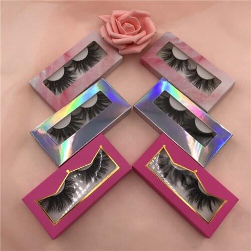 Eyelash Vendor 100% Real Mink 25mm Dramatic Lash with Holographic Pink Crown Lash Paper Box