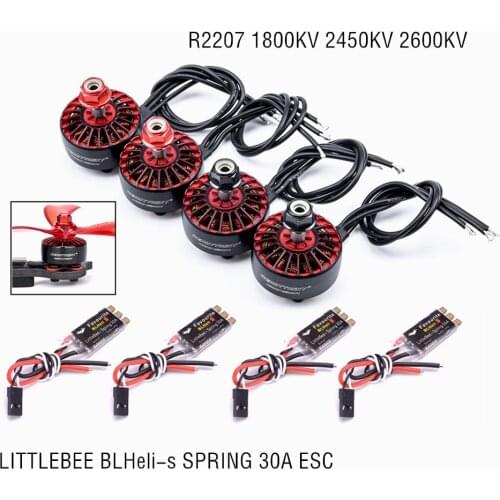 R2207 2207 1800KV 2450KV 2600KV 2-6S Brushless Motor +BLHeli_S SPRING 30A ESC for RC FPV Racing Drone Quadcopter Frame