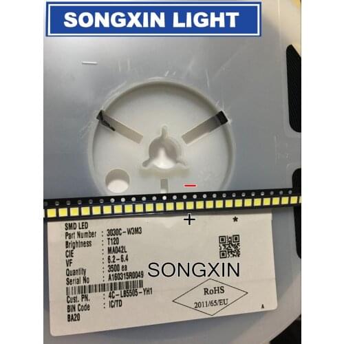 50pcs AOT LED Backlight High Power LED 1.6W 3030 6V 97-100LM Cool white LCD Backlight for TV TV Application EMC 3030C-W3M3