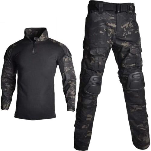 Tactical Suit Military Uniform Training Suit Camouflage Hunting Shirts Pants Paintball Clothes Sets with Pads 10 Pockets 8XL