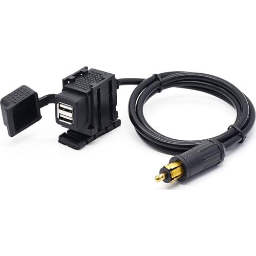 Motorcycle Charger 4.2A Dual USB Charger Socket Power Adapter With 180cm Cable for BMW DIN Hella Plug Phone / iPhone / GPS