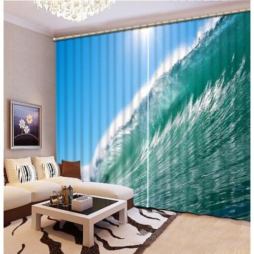 Landscape Scenery Beauty Digital Photo Printing Blackout 3D Curtains beach curtain wave curtains