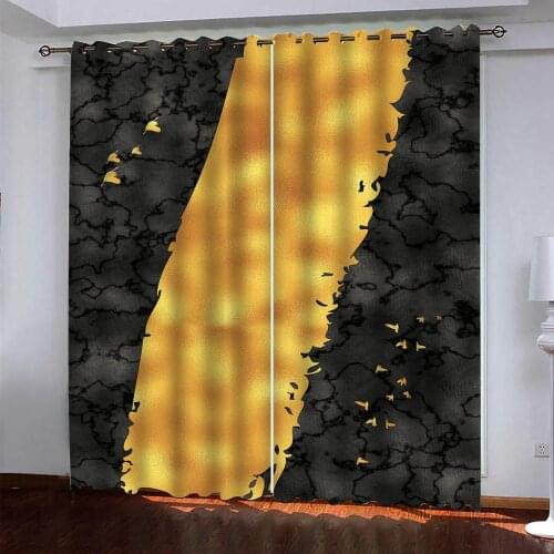 Gold marble curtains Customized 3d curtains new window balcony thickened windshield blackout 3d curtains