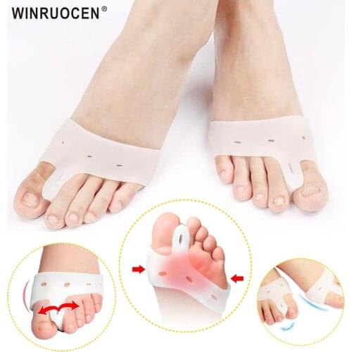 1 Pair Silicone Gel Foot Fingers Two Hole Toe Separator Thumb Valgus Protector Bunion Adjuster Hallux Valgus Guard Feet care