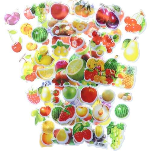 10pcs Cartoon Fruit Bubble Sticker Mobile Phone Album Notebook Decorative Stickers Children Stationery Stickers (Style Random)
