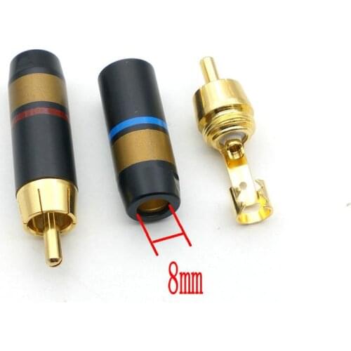 10pcs copper Gold Plated RCA Male Plug Connector soldering adapter