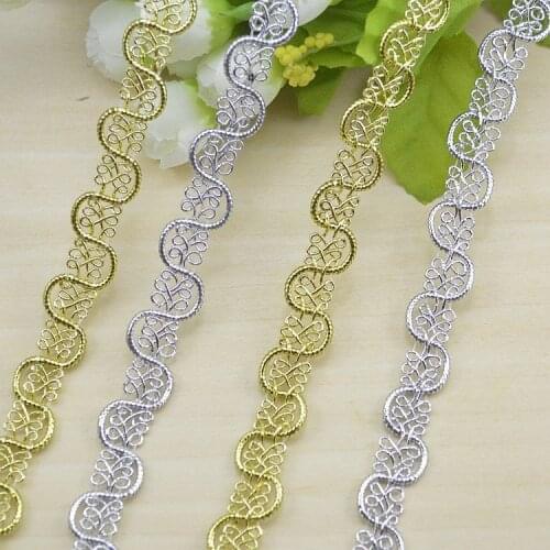10 yards/lot Gold lace Trim Sewing Lace Silver Centipede Braided Lace S type Ribbon DIY Clothes Accessories Curve Lace