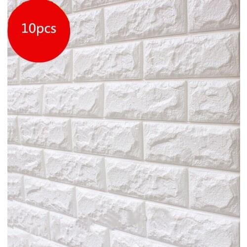 60X60cm 10 pcs 3D Brick Wall Stickers DIY Self Foam Waterproof Decor Wall Covering Wallpaper For TV Background Kids Living Room