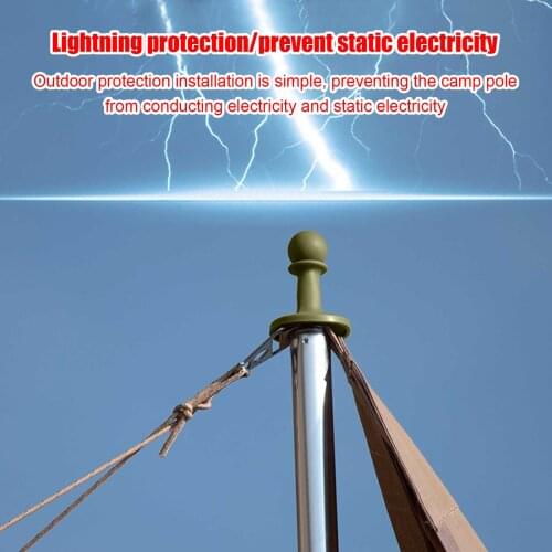 4 Pcs/Set Lightning Proof Cap Camping Tent Cap Tent Tarp Grab Tent Poles Awning Rod Support Bar Anti-Thunder Protection Cover