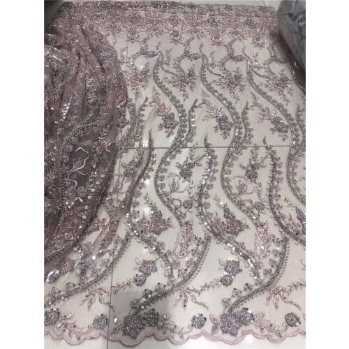 African lace fabric SYJ-2186811 high quality embroidered french net lace nigerian tulle fabric wtih beads for women part