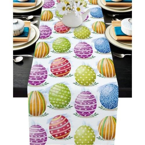 Watercolor Easter Egg Pattern Table Runner Home Kitchen Table Decoration Tablecloth and Placemats Wedding Table Runner