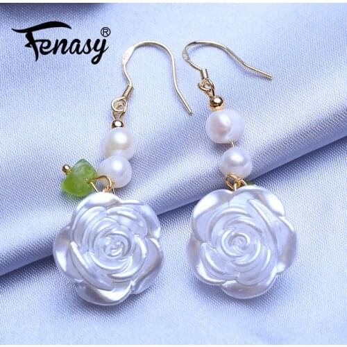 FENASY Natural Freshwater Baroque Pearl Gold Color Long Drop Earrings Wedding Engagement Bohemian Party Jewelry