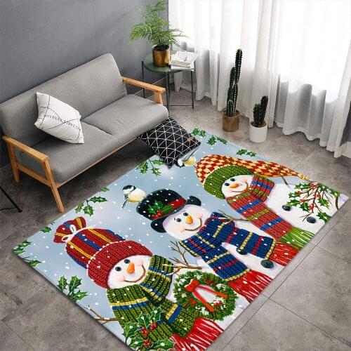 Marry Christmas Board Big Rug Anti-slip Kitchen Dinning Room Fireplace Floor Mat Flannel New Year Carpets Durable Xmas Area Rugs