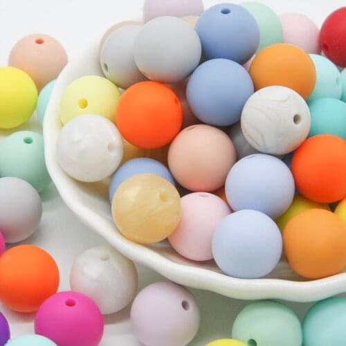 Cute-idea 19mm Round Silicone Beads 20pcs Food Grade Baby Teething Beads DIY Nursing Bracelet Silicone Tiny Rod Baby Teether