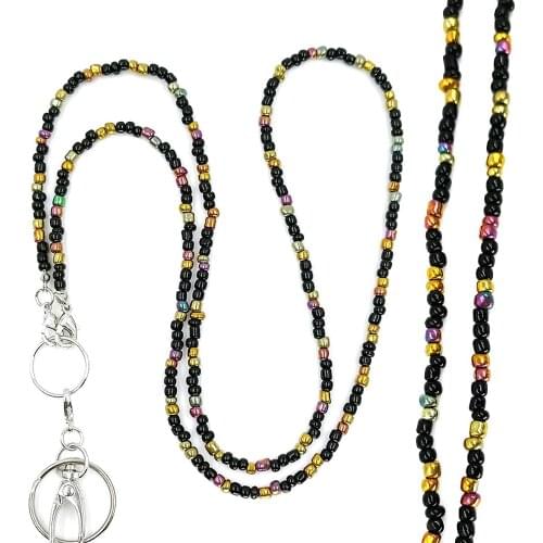 Beaded Chain Stainless Steel Chain Id Card Key Holder Lanyards for Keys ID Card Badge Holder Lanyard Necklace For Woman