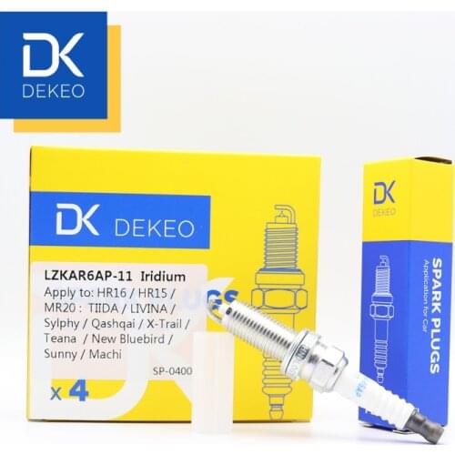 Dekeo For NISSAN Vanette M20 Cube 16V Micra IV Note II 1.2 Serena NC25 Spark Plug LZKAR6AP-11 6643 VR7SPP33 VFXEH20 4PCS