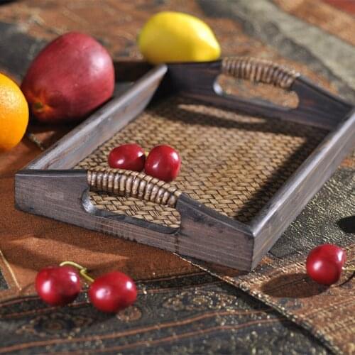 Wooden Dining Serving Lap Bed Vintage Breakfast Tray Kitchen Handles Food 3 Sizes