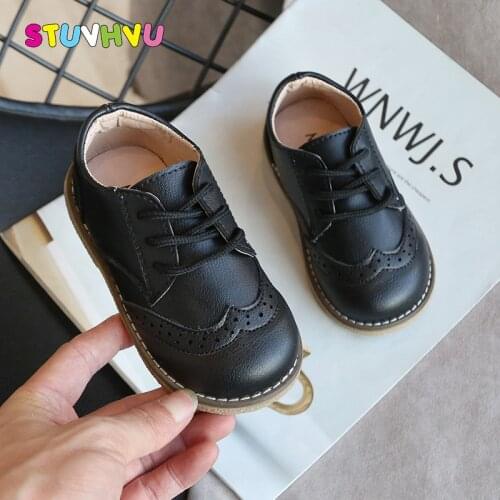Retro Leather Kids Shoes Boys Dress Shoes School Flats Spring and Autumn New Soft Sole Non-slip Baby Toddler Girl Children Shoes