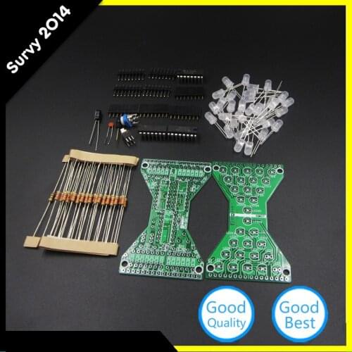 DIY Kit Blue LED Electronic Hourglass DIY DC 5V Funny Electric Production Kits with LED Double Layer PCB Board for Skills