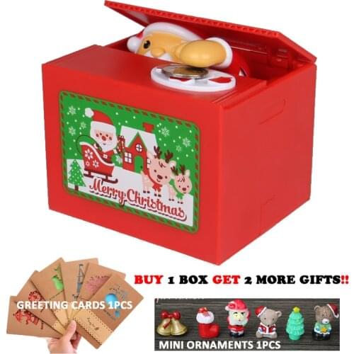 New Cute Christmas Santa Claus Electronic Piggy Bank Auto Coin Saving Box With Music Money Safe Box For Christmas Gift