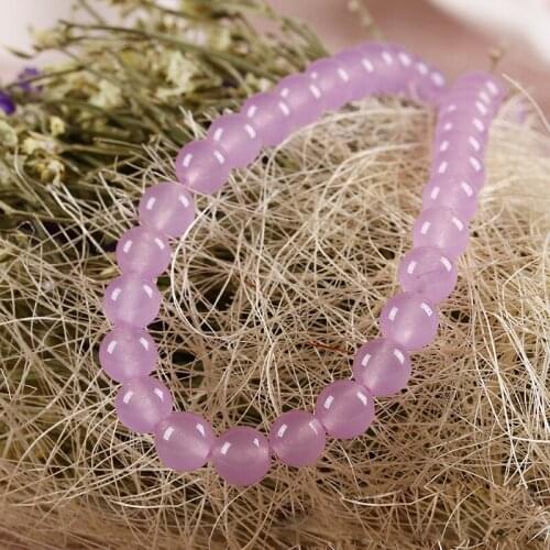 Violet chalcedony natural stone DIY jewelry accessories semi - finished products beads bead special wholesale