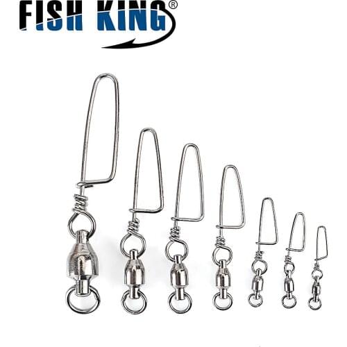 FISH KING 1 Pack 1#-10# Ball Bearing Fishing Swivel With Coast Look Snap Fishing Hook Lure Connector Terminal Fishing Tackle