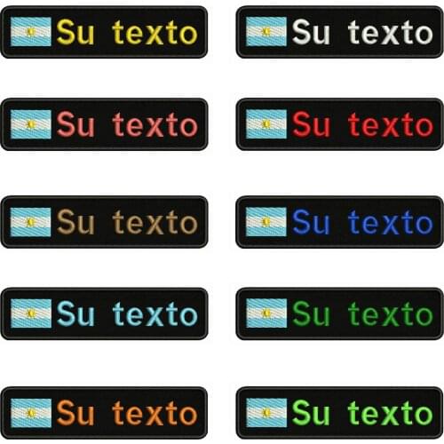 Argentina Flag 10X2.5cm Embroidery Custom Name Text Patch Stripes badge Iron On Or Velcro Backing Patches For Clothes Backpack