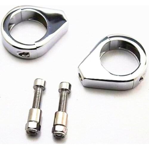 Chrome Fork Turn Signal 41mm Clamp Mount For Harley Honda Kawasaki Yamaha Suzuki