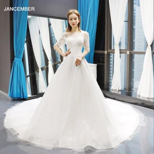 J66727 jancember ślub princess wedding dresses like white o-neck half sleeves lace boho bridal dress lub свадебное платье бохо