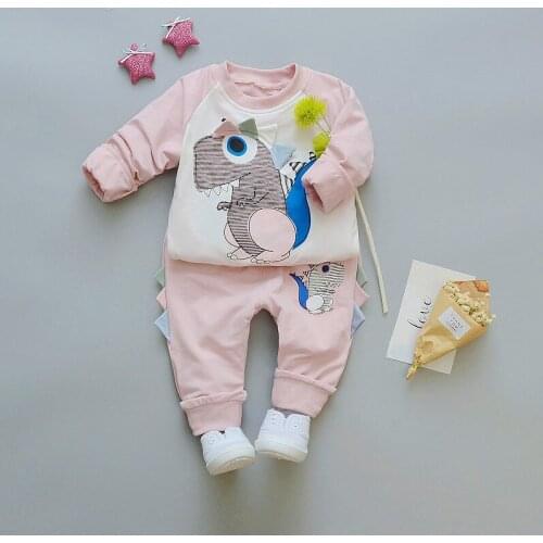 Baby Boys Girls Cartoon Dinosaurs Clothing Sets Toddler Boys Girls Casual Outfits Spring Autumn Kids Sweatshirt And Pants Suits