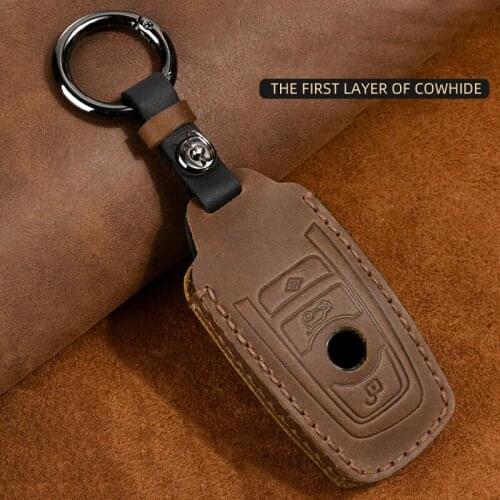 Leather Car Key Cover Case for BMW E30 E34 E36 E39 E46 F10 F11 F31 G30 M X1 F48 X3 X4 X5 Car Accessories Ring