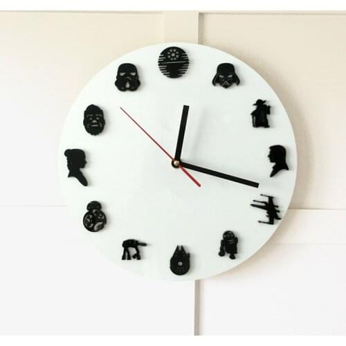 Star Wars Icon Creative Wall Clock Fashion Simple Personality 3D Stereo Home Decoration Wall Quartz Clock Cartoon Wall Clocks