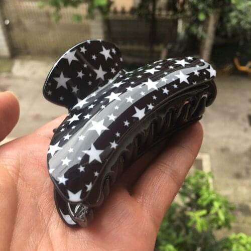 Large Hair Claw Clips Female Mirror Acrylic Black White Print Hairpins Headwear Hair Accessories for Women 9cm Come Shine