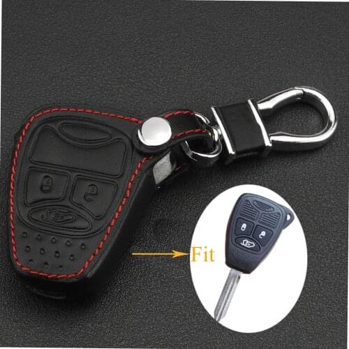 Kutery 10pcs 3 Buttons Leather Remote Car key Case Cover For Chrysler Jeep Dodge Ram Caliber Nitro Patriot Pacifica Liberty