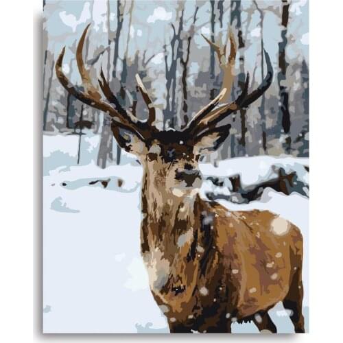The Elk Paint by Numbers Colorful Oil Painting Abstract 16x20 Framed DIY Paint by Numbers Kit for Adults Beginners