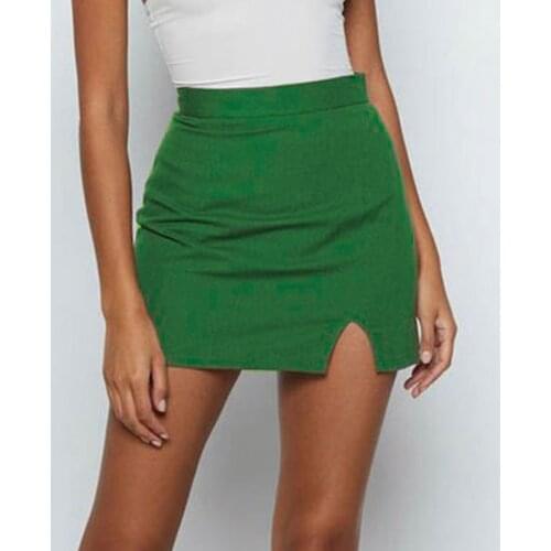 Fashion Women Solid Drawstring High Waist Lrregular Sexy Mini Skirt Women pleated High Waist Denim Casual Sexy Side Split Skirt