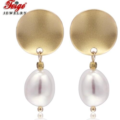 Fashion Design Statement Earrings 14K Gold Plated 10-11mm Natural Baroque Freshwater Pearl Drop Earrings for Women Party Gifts