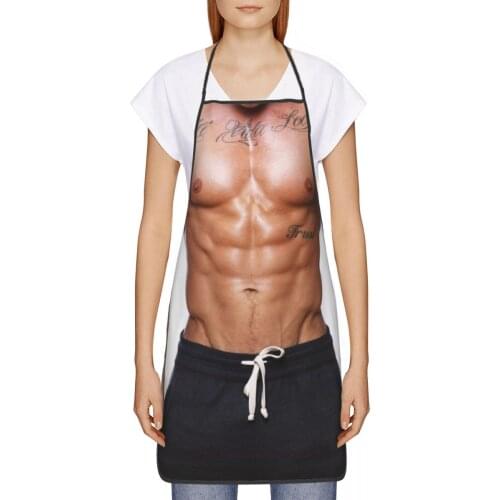 Man Muscle Kitchen oil resistant wreath Bodybuilder kitchen aprons restaurants for Women 72*52cm