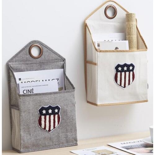 Wall Hanging Sundry Storage Bag Cotton Linen Dormitory Household Wall Storage Bag Hanging Organizer Bedside For Sundries ZH367