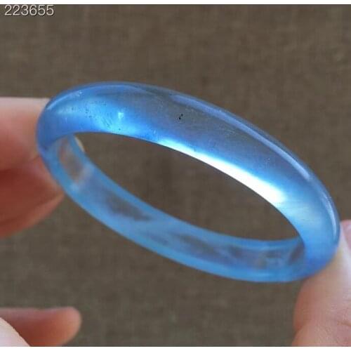 Natural Blue Aquamarine Round Bracelet Bangle From Brazil Crystal Inner Diamater 51mm Fashion Stone For Women AAAAAA