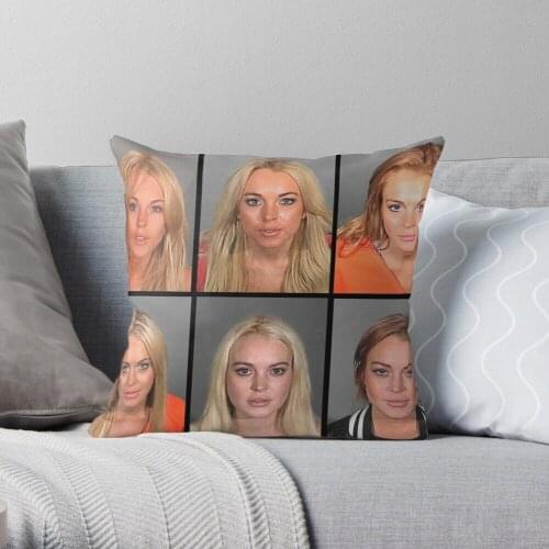 LINDSAY LOHAN MUGSHOTS Throw Pillow Cushion Cover Polyester throw pillows case on sofa home living room car seat decor 45x45cm