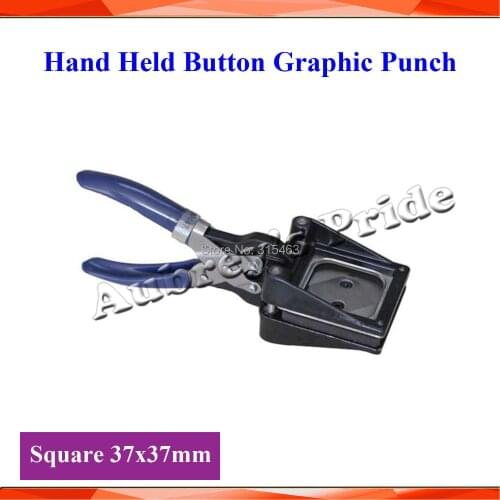 NEW Hand Held Manual Square 37x37mm(1-1/2x1-1/2") Paper Graphic Punch Die Cutter for Pro Button Maker