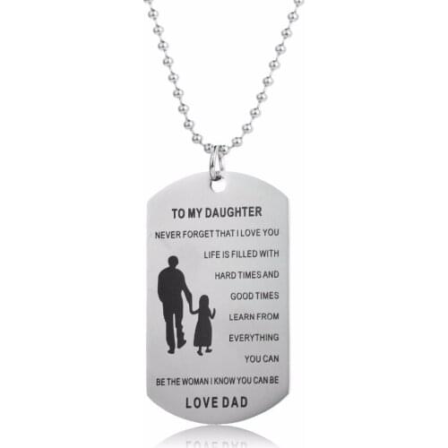 Dog Tag Pendant Stainless Steel Necklace To Daughter Be The Women Love Dad Necklaces Family Jewelry Girls Kids Fathers Day Gift
