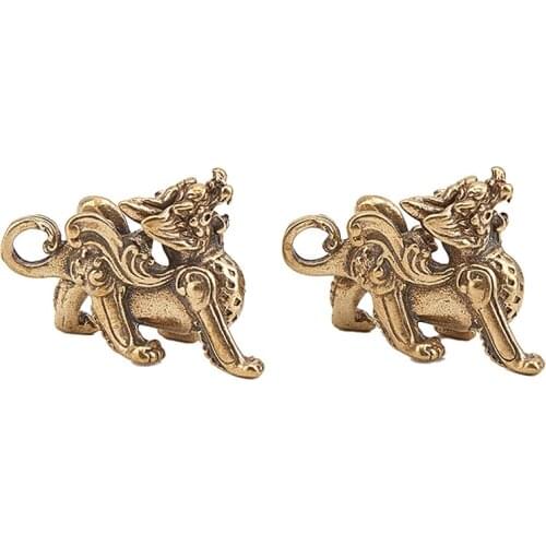 Retro Brass Chinese Ancient Beast Flying Pixiu Home Decor Ornaments Copper Animal Figurines Fengshui Statue Small Ornaments